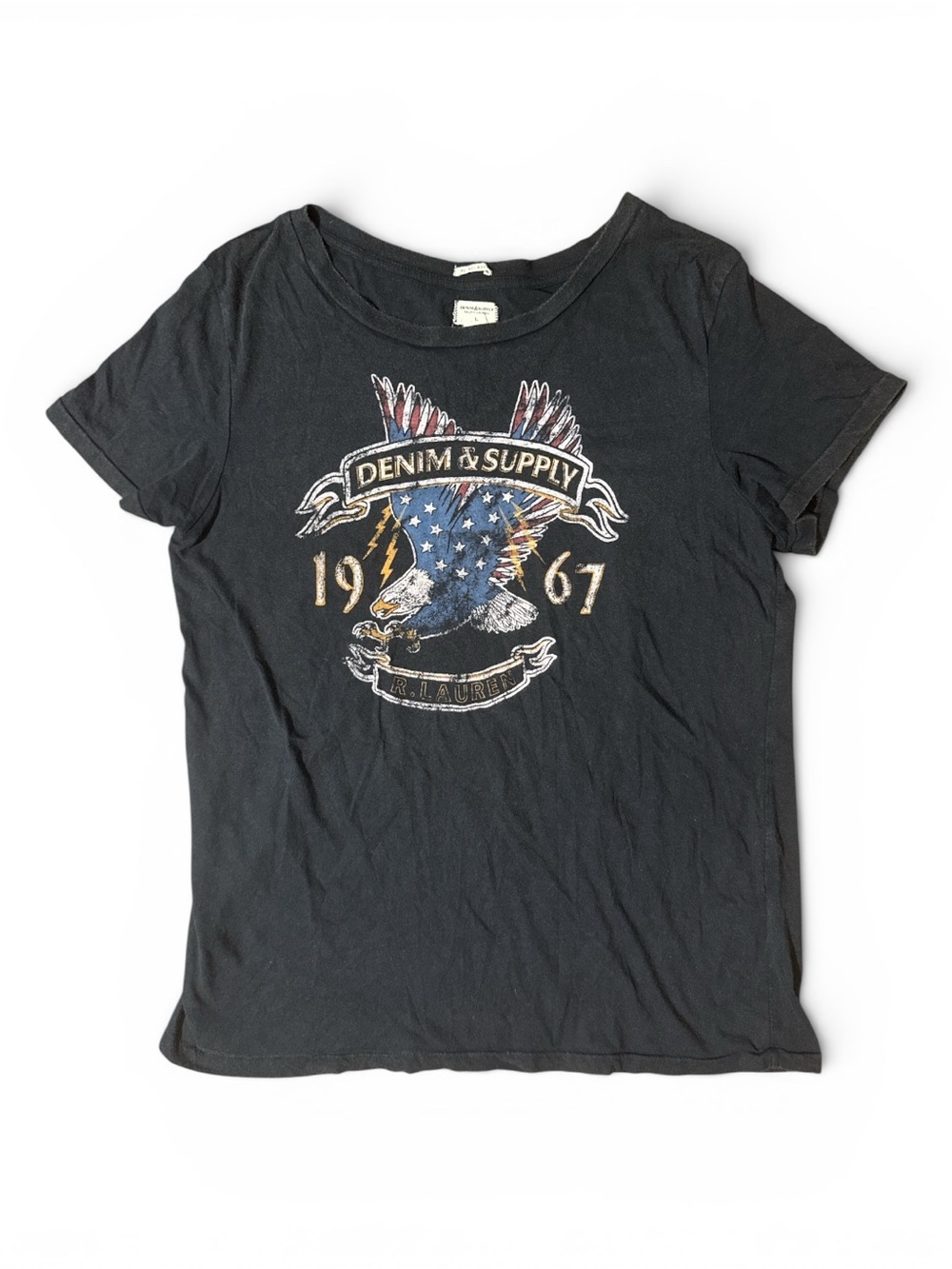 Ralph Lauren Denim & Supply Graphic Eagle Tee Black Large